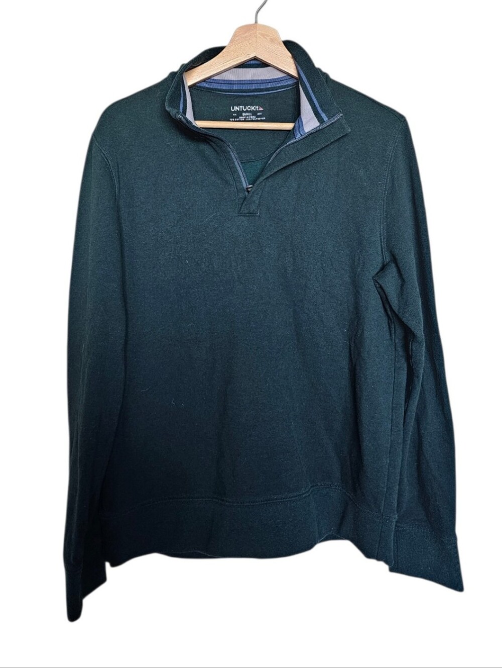 UNTUCKit Men’s Dark Green Quarter-Zip Sweater Size Small